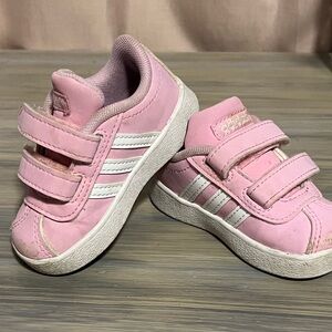 Adidas Kids Light Pink and White Sneakers